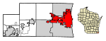 Kenosha County Wisconsin Incorporated and Unincorporated areas Kenosha Highlighted